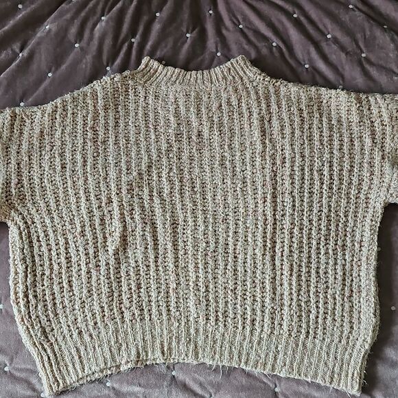Topshop Textured Knit Chunky Sweater in Pinkish/Beige, Size 8-10 - Picture 3 of 3